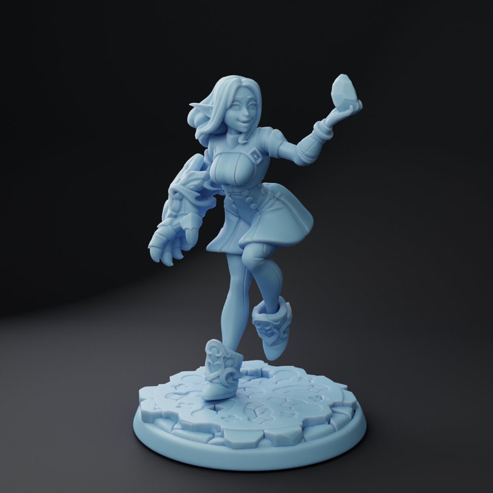 Ceriwyn, the Elven Hextech Wizard | 32mm, 54mm 75mm Fantasy Miniature | DnD Miniature | Twin Goddess