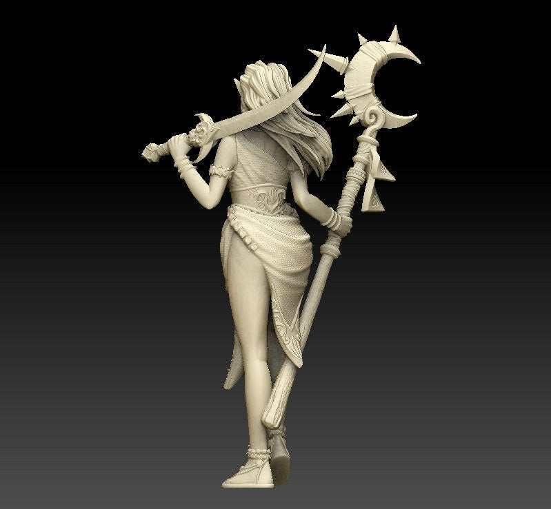 Female Dark Elf | 32mm or 75mm Fantasy Miniature | DnD Miniature | Dungeons and Dragons | Tabletop | Pathfinder | Role Playing