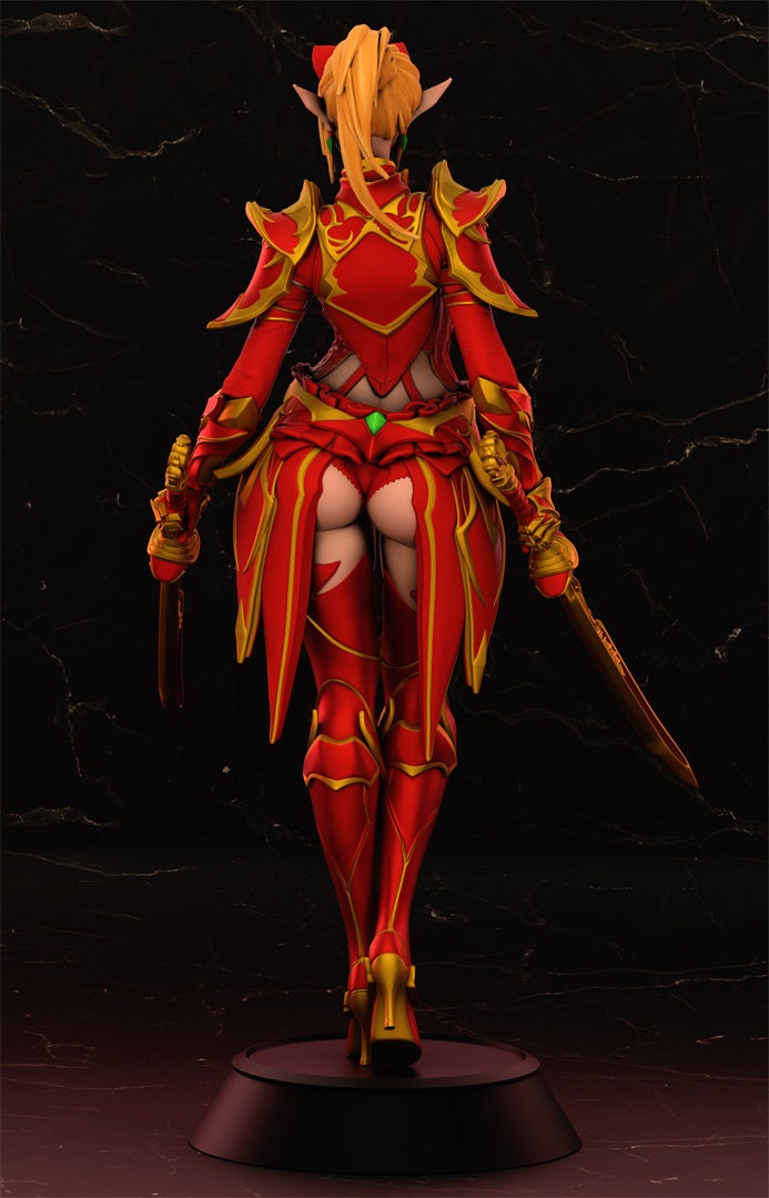 Dark Elf Mariya Pinup | 32mm, 54mm, 75mm Fantasy Miniature | DnD Miniature | Tabletop Games | RN Estudio