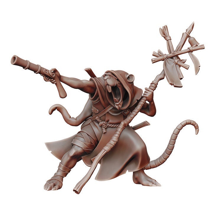 Ratfolk Sorcerer | Fantasy Miniature | Dungeons and Dragons | DnD Miniature | Tabletop Game | RPG | Manuel Boria