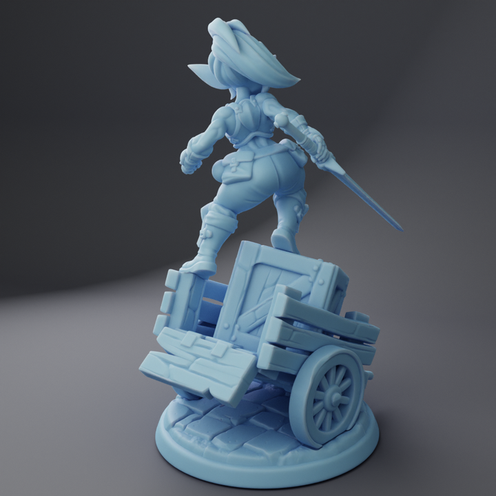 Blix the Goblin, mid-battle cart pose