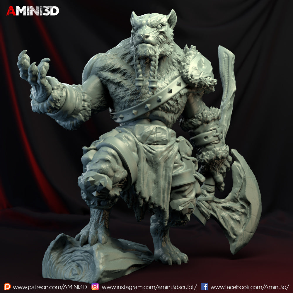 Tabaxi Barbarian, Male - STL - Digital Download