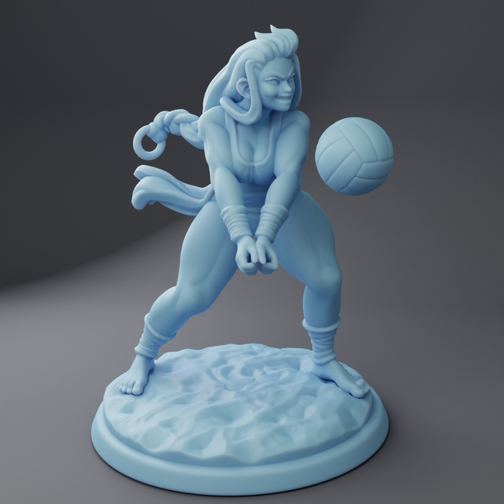 Skadi, Styx and Knox, Volleyball diorama Fantasy Pinup Miniature DnD figures