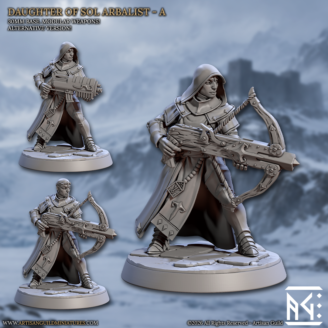 Daughter of Sol Arbalist A - Fantasy Ranged Warrior Miniature