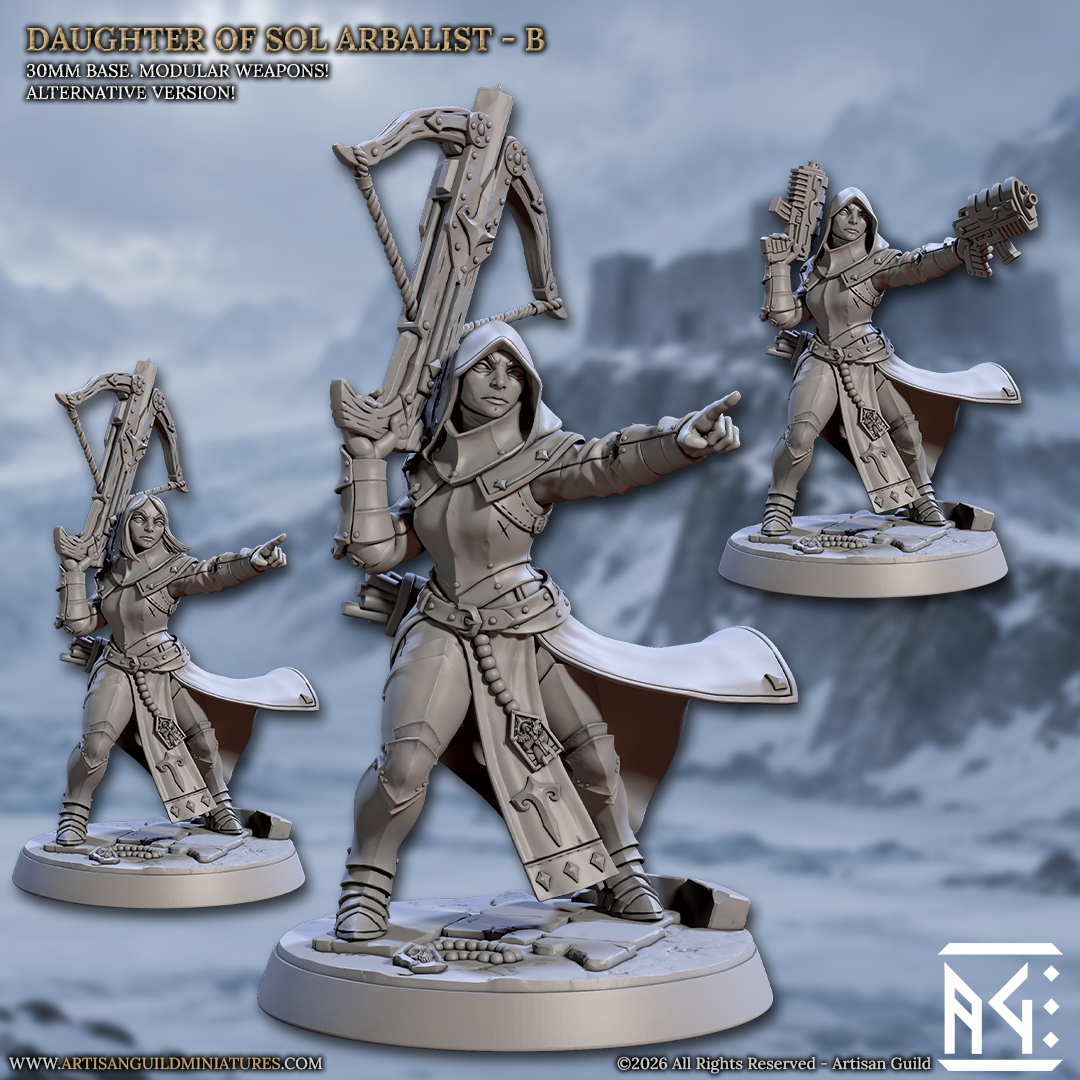 Daughter of Sol Arbalist B - Fantasy Ranged Warrior Miniature