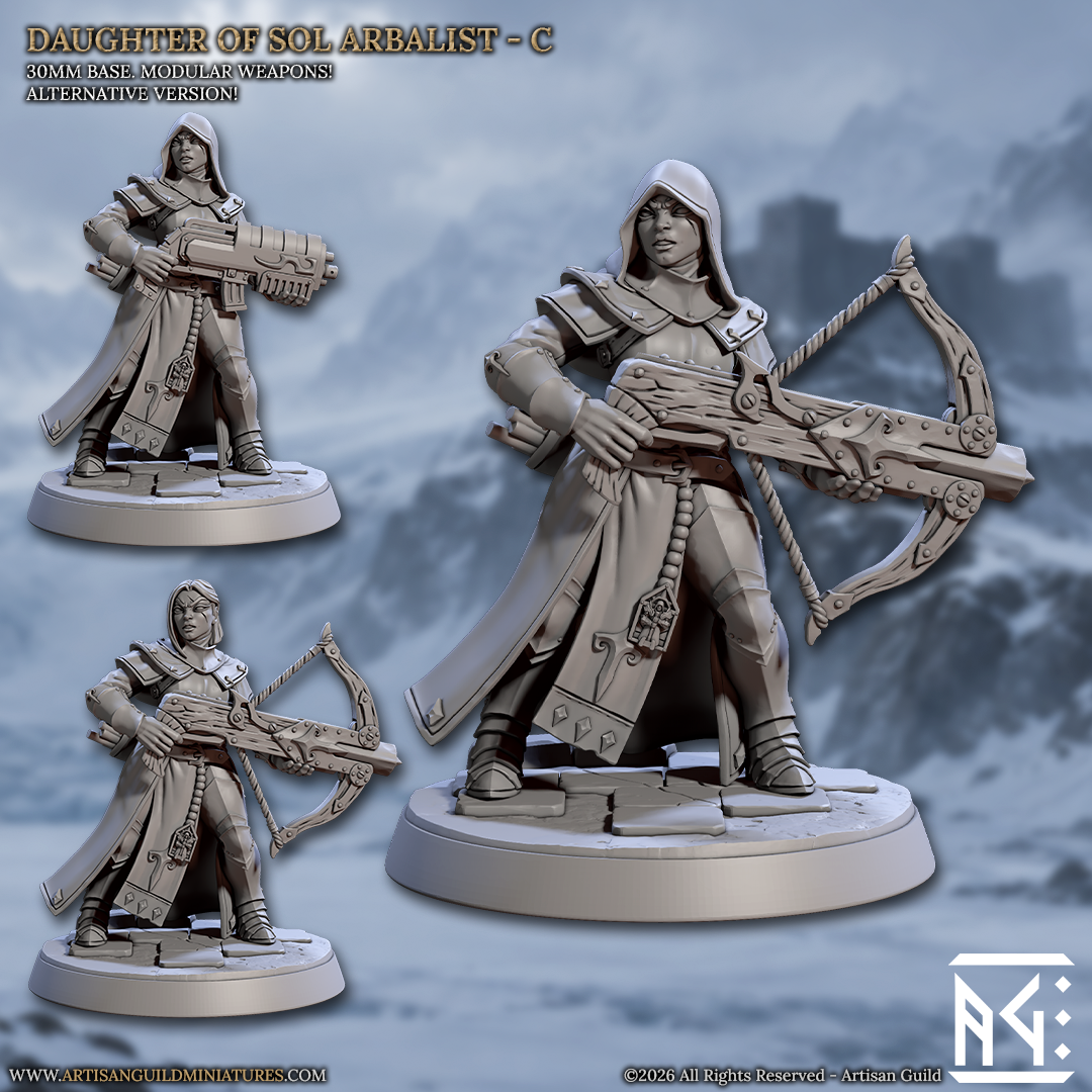 Daughter of Sol Arbalist C - Fantasy Ranged Warrior Miniature