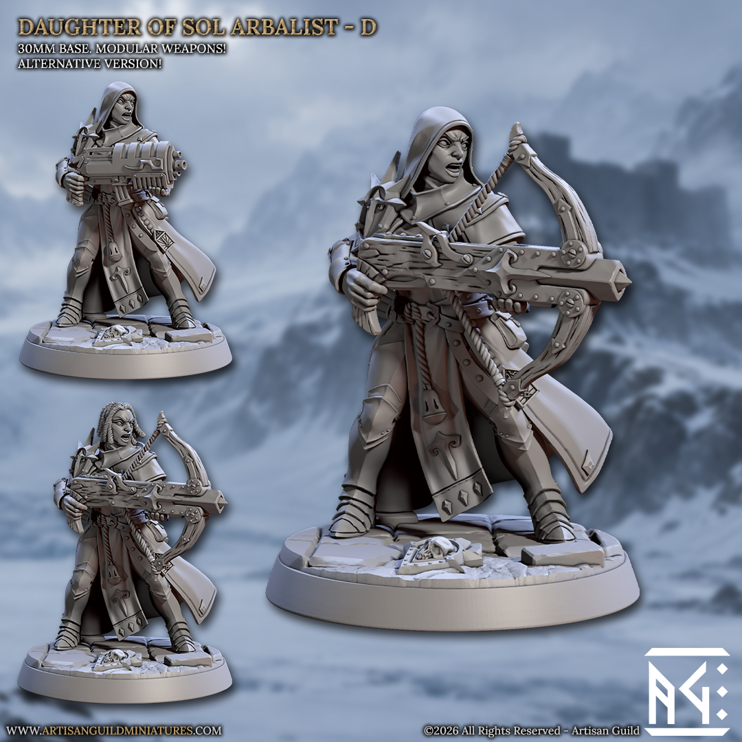 Daughter of Sol Arbalist D - Fantasy Ranged Warrior Miniature