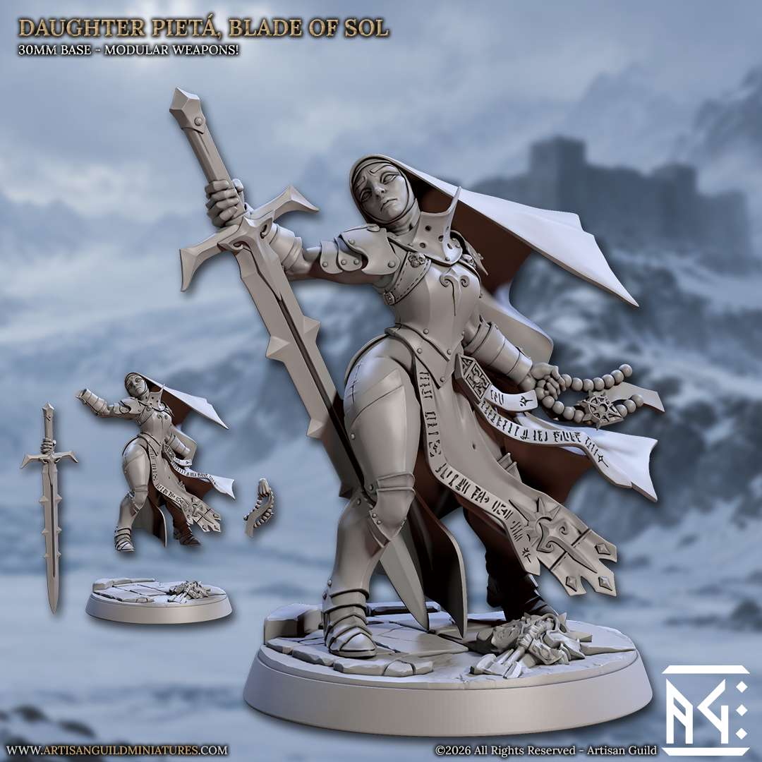 Daughter Pieta, Blade of Sol - Human Hero Miniature