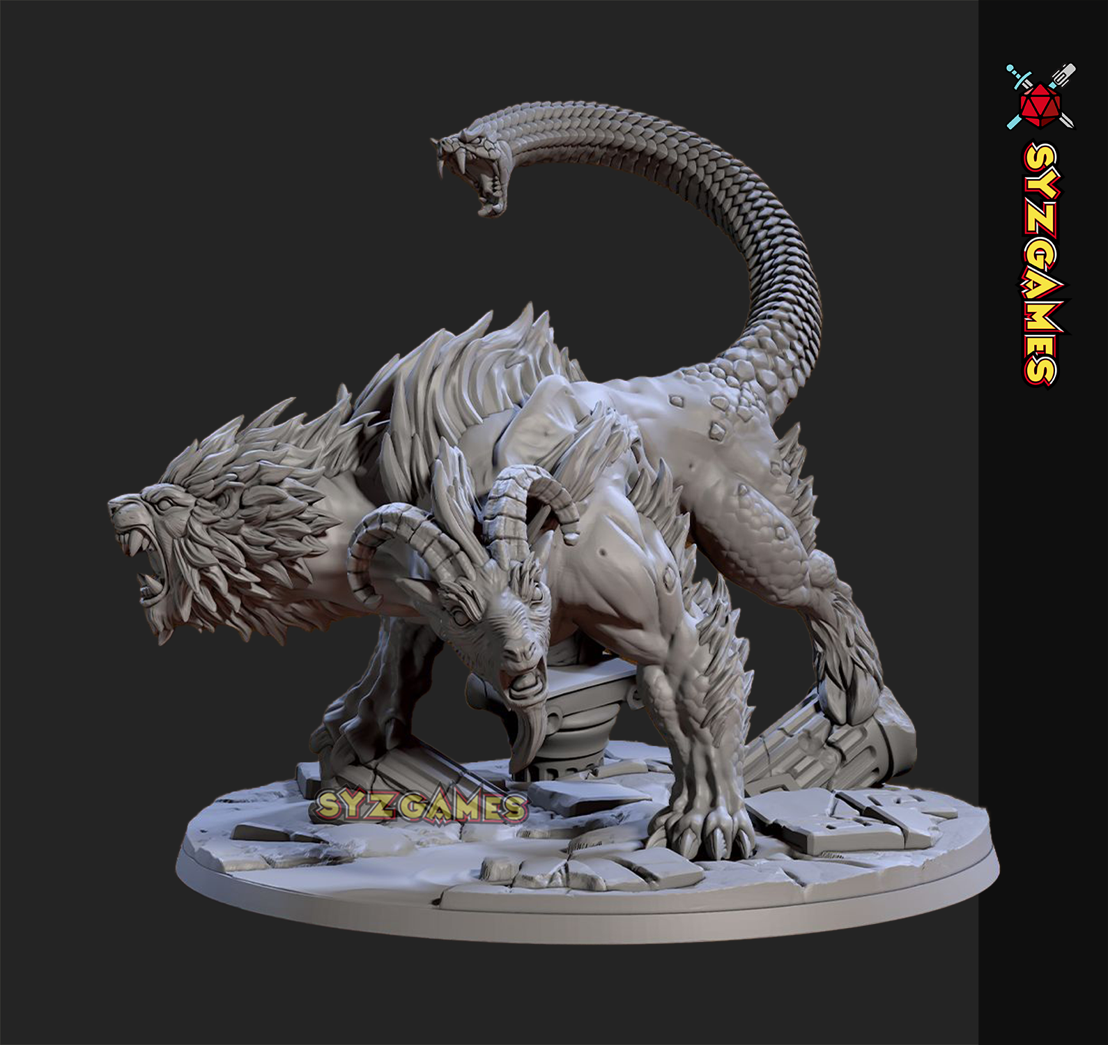 Ignis Chimera Beast Fantasy Resin Miniature DnD figure TTRPG – SYZGames