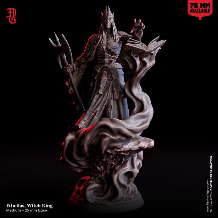 Etheilas, Witch King by Flesh of Gods with included resin scenic base