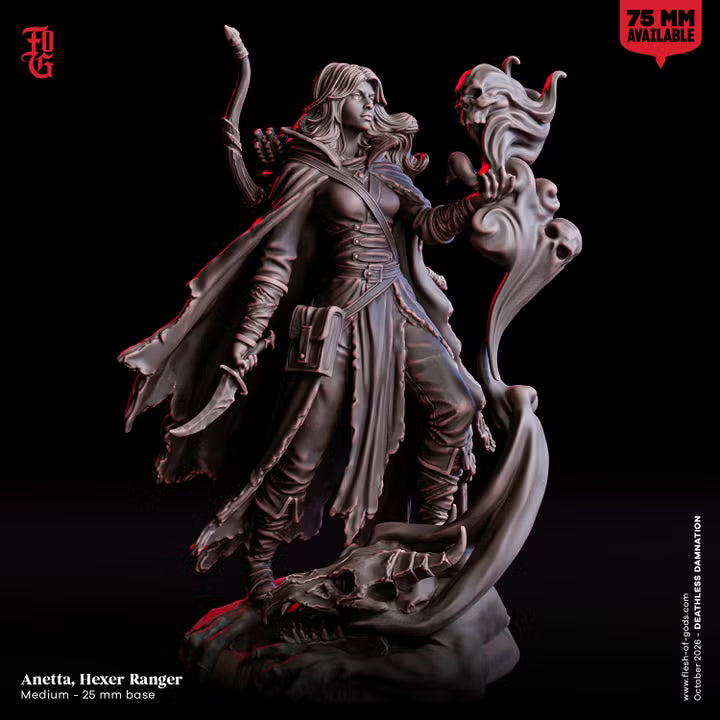 Anetta Hexed Ranger by Flesh of Gods with included skull-strewn scenic resin base