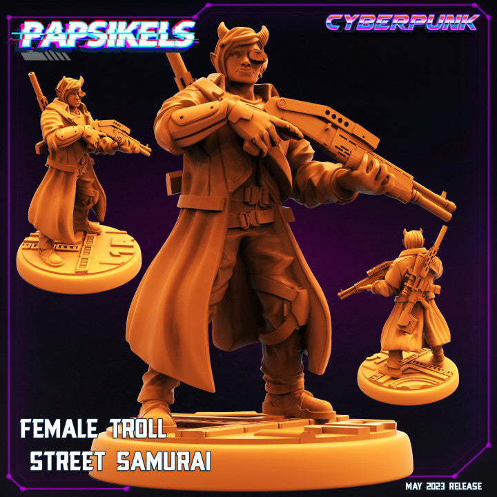 Weiblicher Troll-Straßensamurai