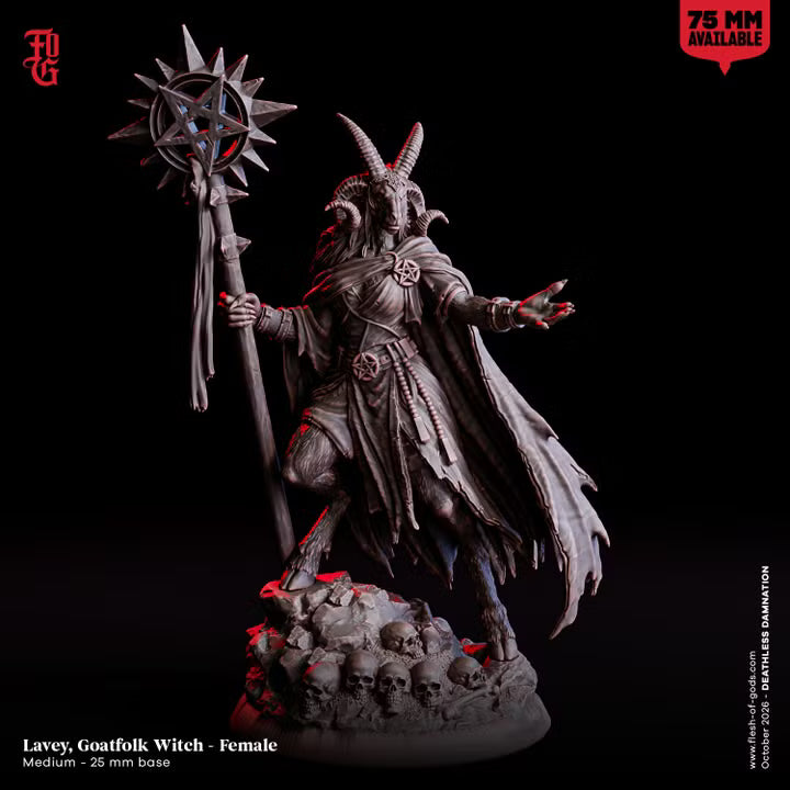 Lavey, Goatfolk Witch - Female by Flesh of Gods with included resin scenic base