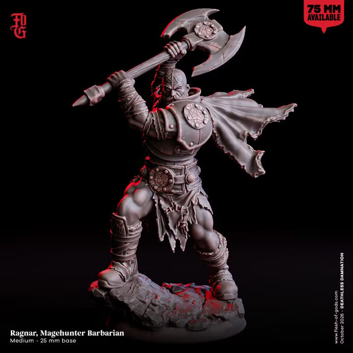 Ragnar, Magehunter Barbarian by Flesh of Gods with included resin scenic base