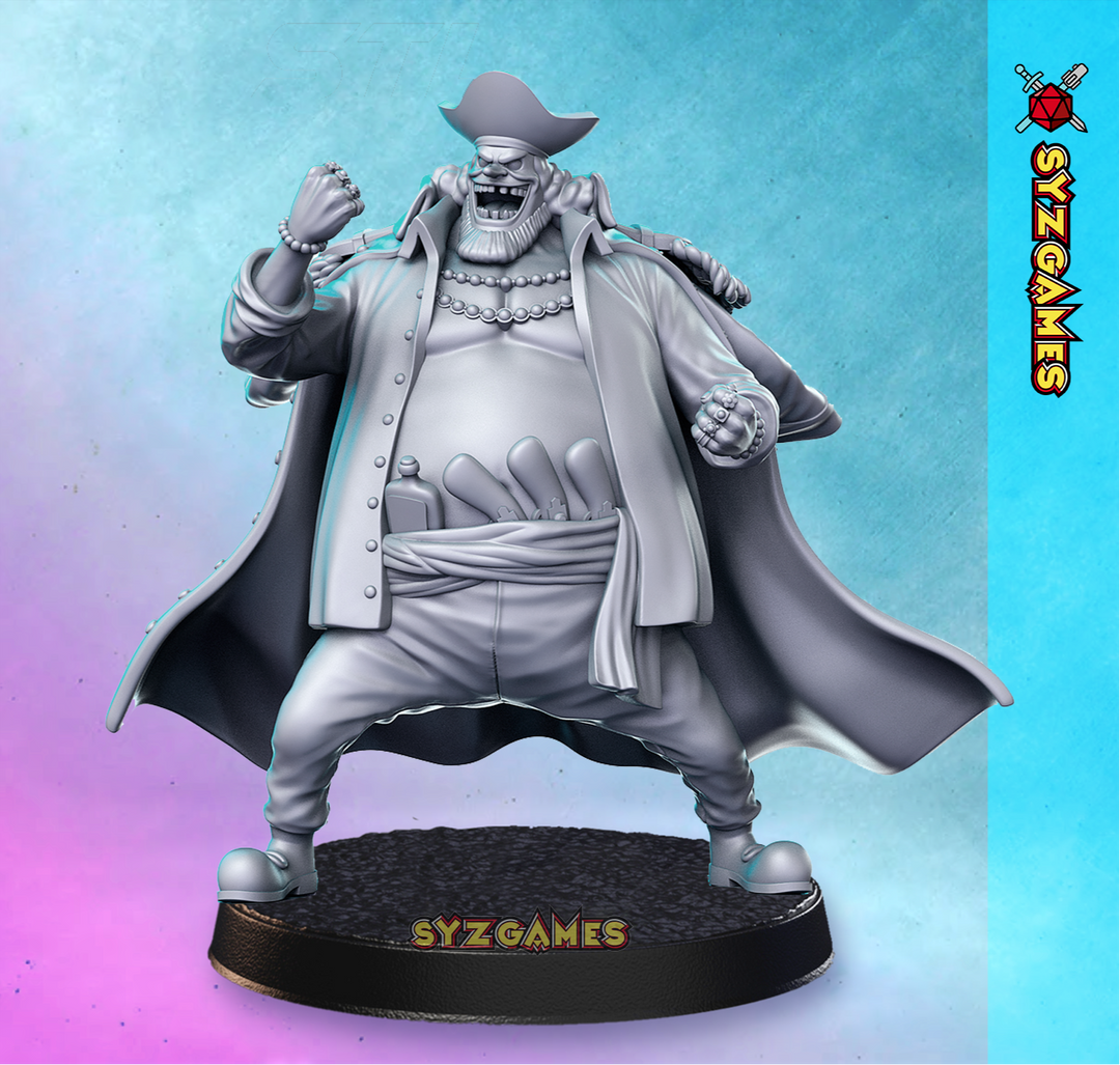 Statue of a character from SYZ Games on a gradient blue and purple background
