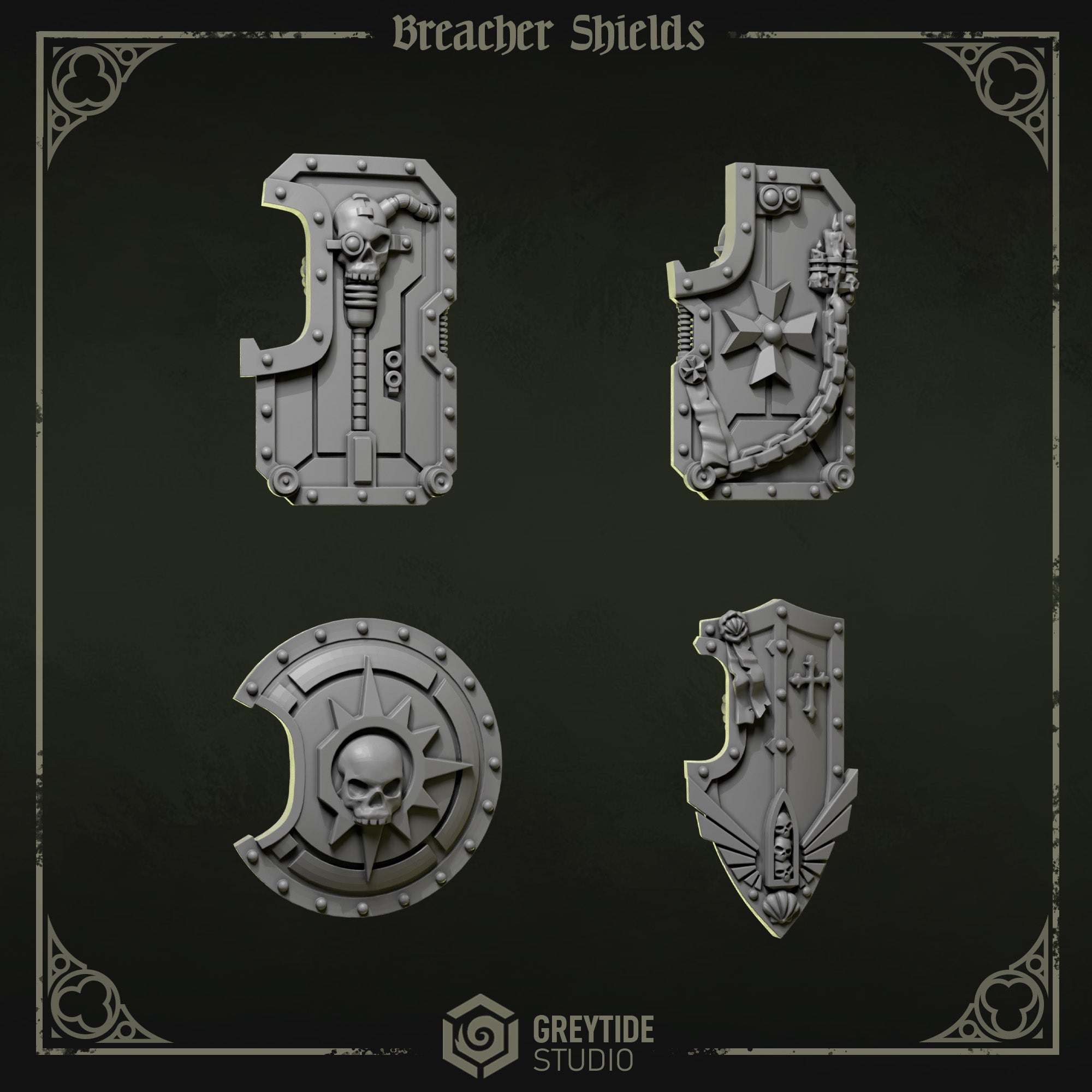 Grimdark Sci-Fi Right-Handed Assault Shield Bits for Wargame Minis ...