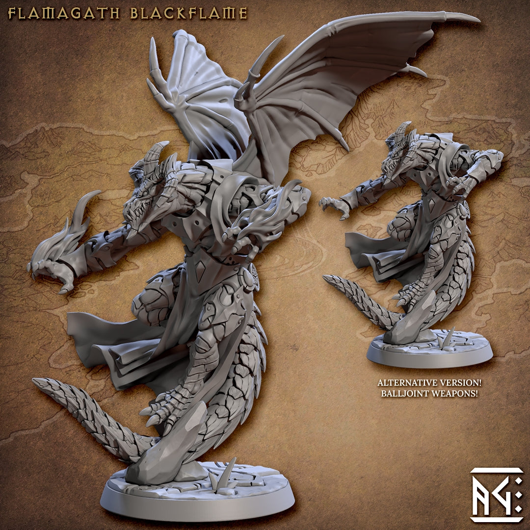 Flamagath Blackflame Draconian Sorcerer Fantasy Resin Miniature DnD Tabletop RPG