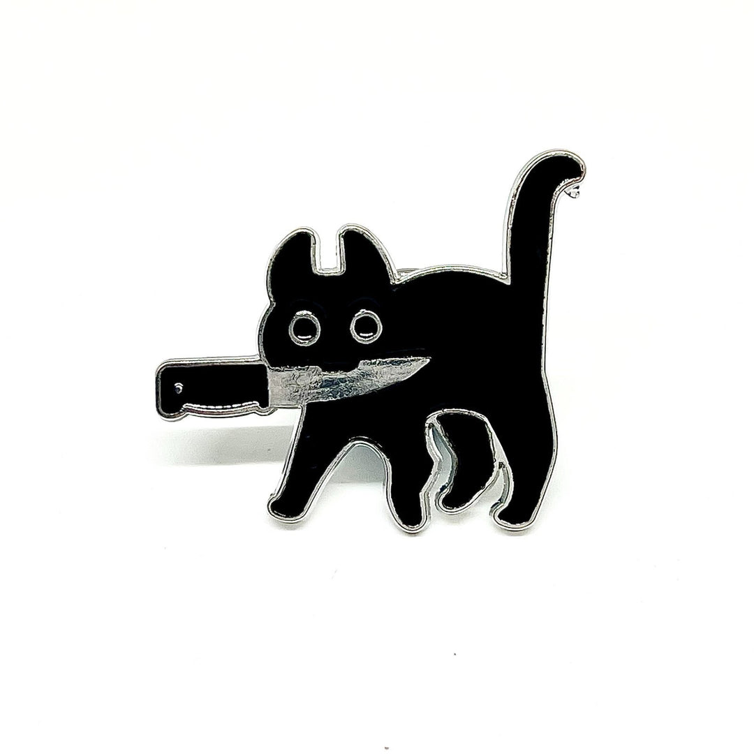 Dagger Cat Badge Enamel Pin Broach
