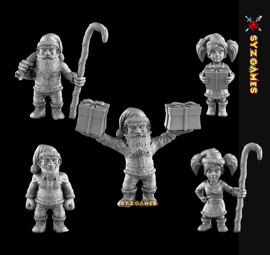 Christmas Gnomes Gift Fantasy Cute Miniature DnD 5E Wargames