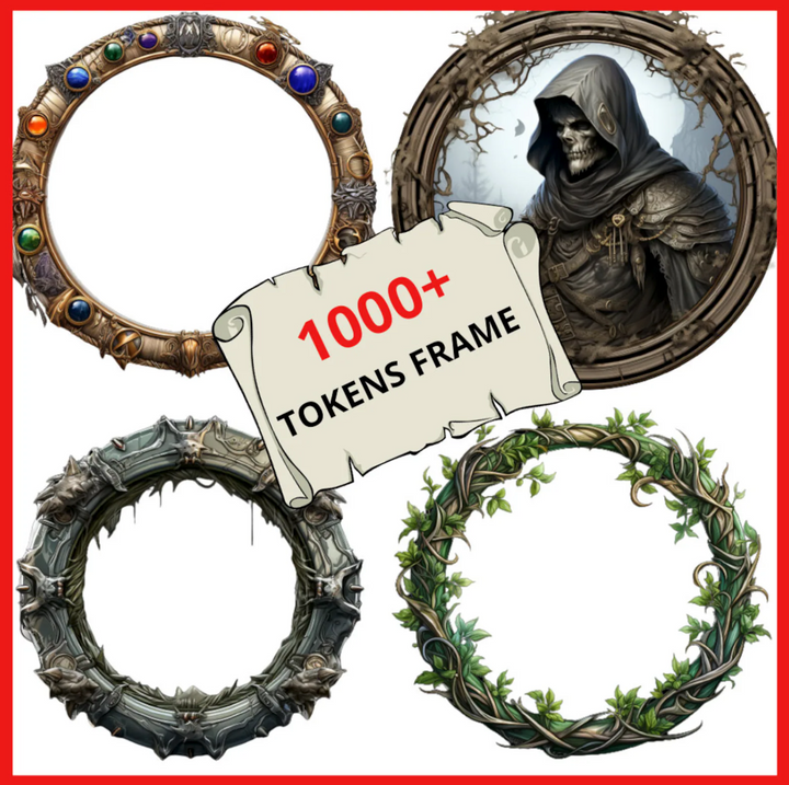 1000 dnd Token Border Frame Pack, Digital Download