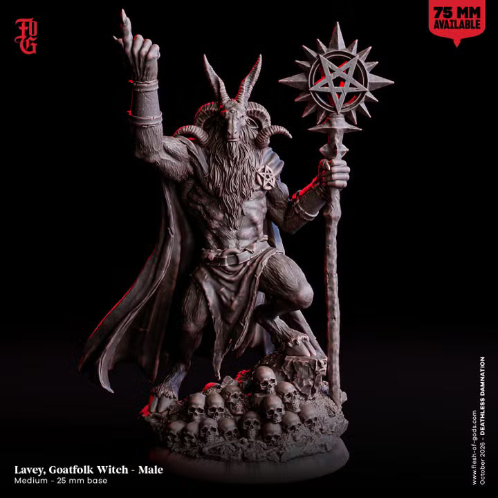 Lavey, Goatfolk Witch - Male by Flesh of Gods with included resin scenic base