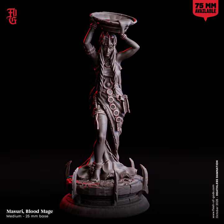 Masuri, Blood Mage by Flesh of Gods with included resin scenic base