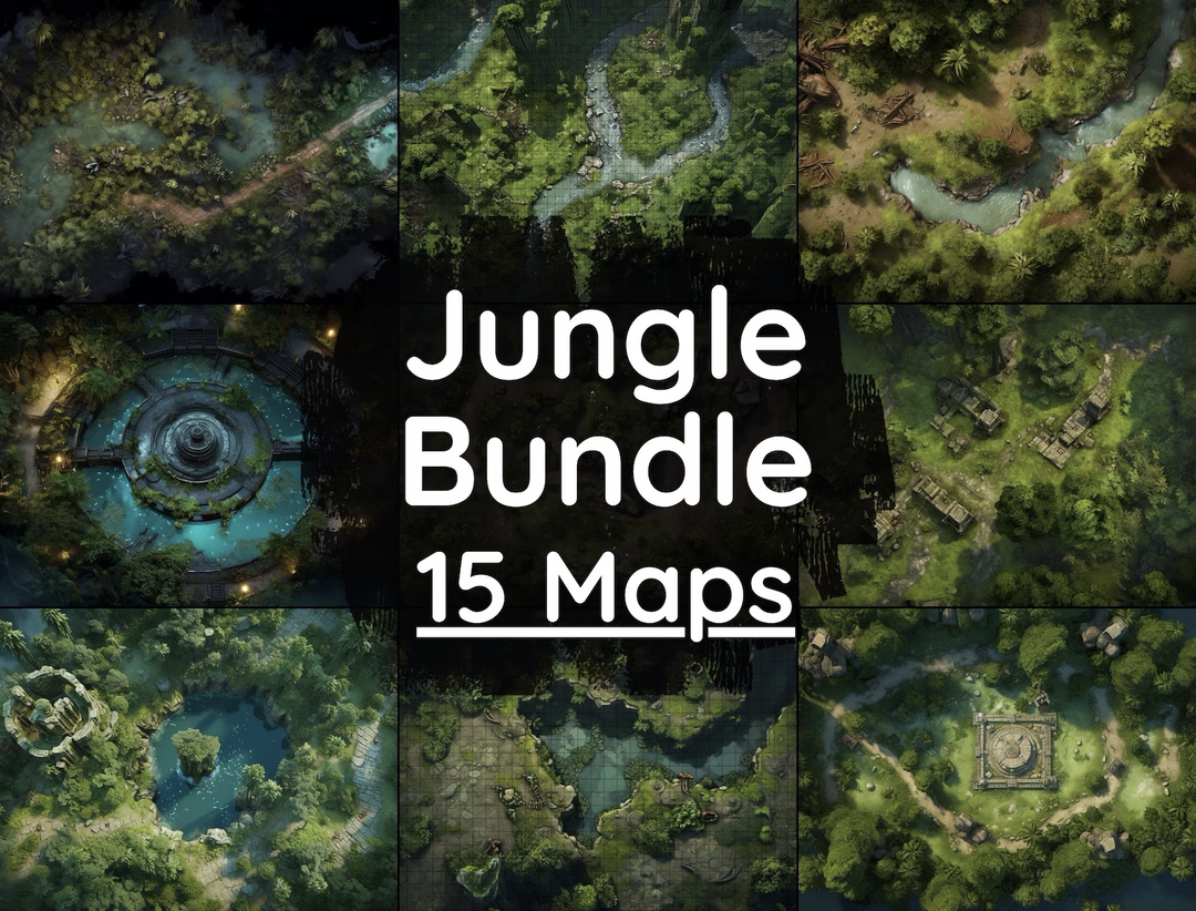DnD Jungle Battle Map Mega Bundle Digital Download