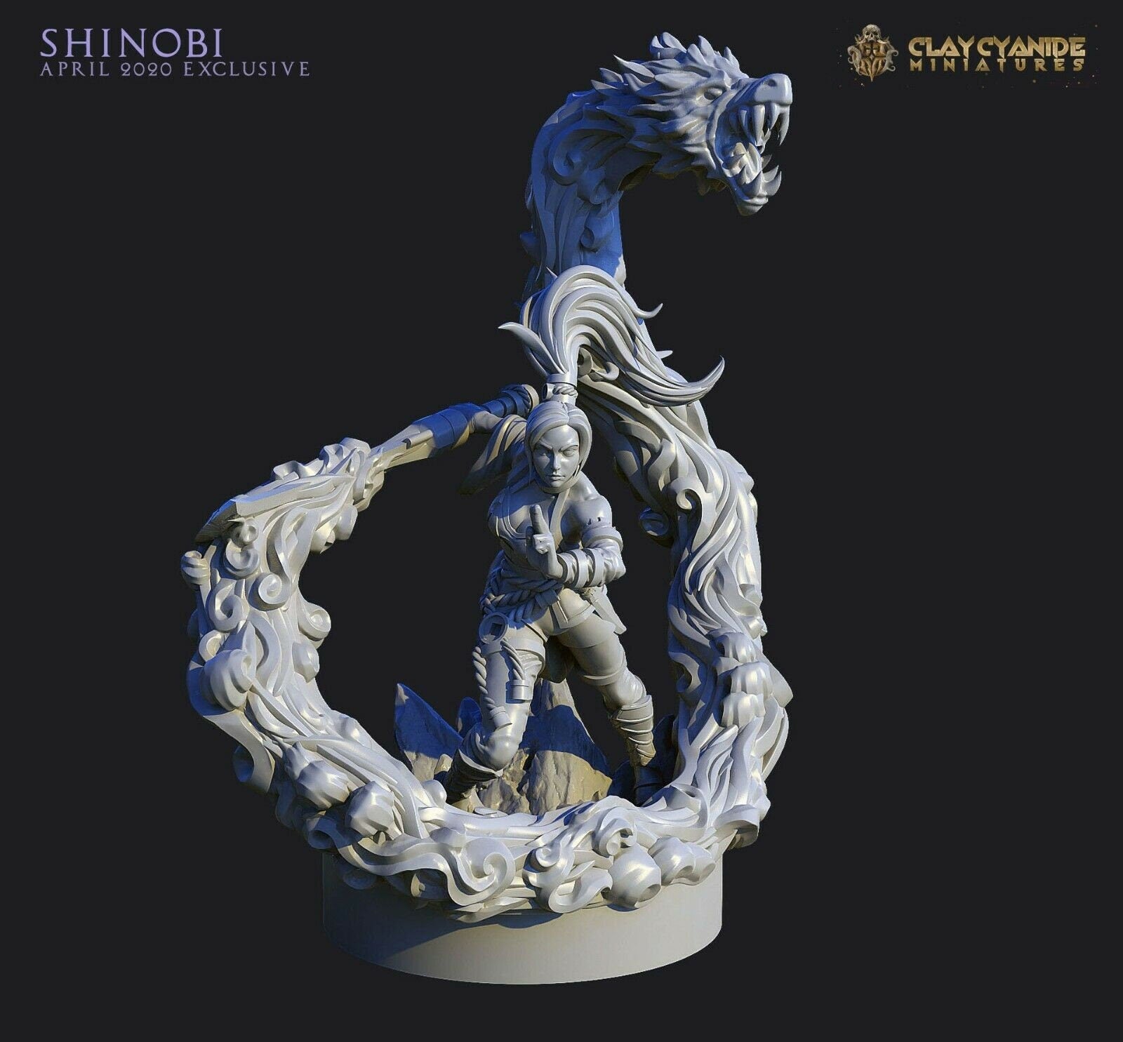 Shinobi | Fantasy Miniature | D&D Tabletop RPGs RolePlaying Warhammer | Clay Cyanide