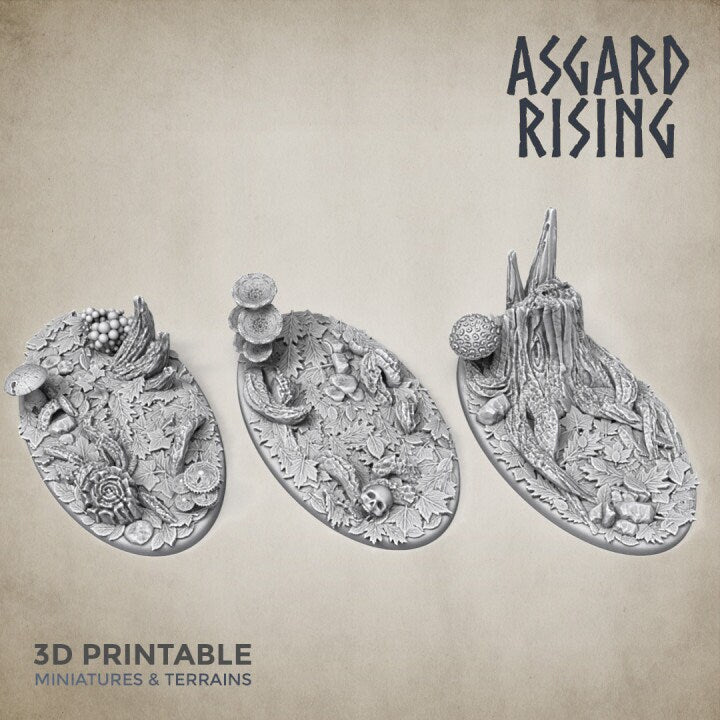 Oval Bases - 60X35mm | Forest Theme | D&D | Tabletop Game | RPG | Asgard Rising