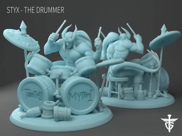 Styx the Drummer | 32mm or 28mm Fantasy Miniature | D&D | RPG | Tabletop Game | Pathfinder | Twin Goddess
