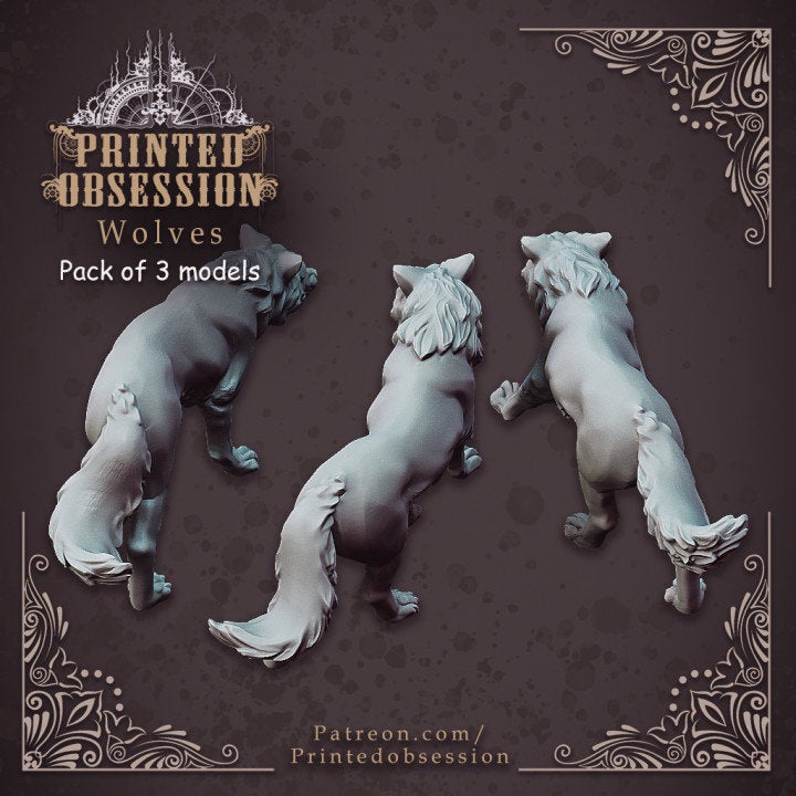 Wolves Miniatures Wolves DnD Miniature Pathfinder RPGs Fantasy minis – SYZGames