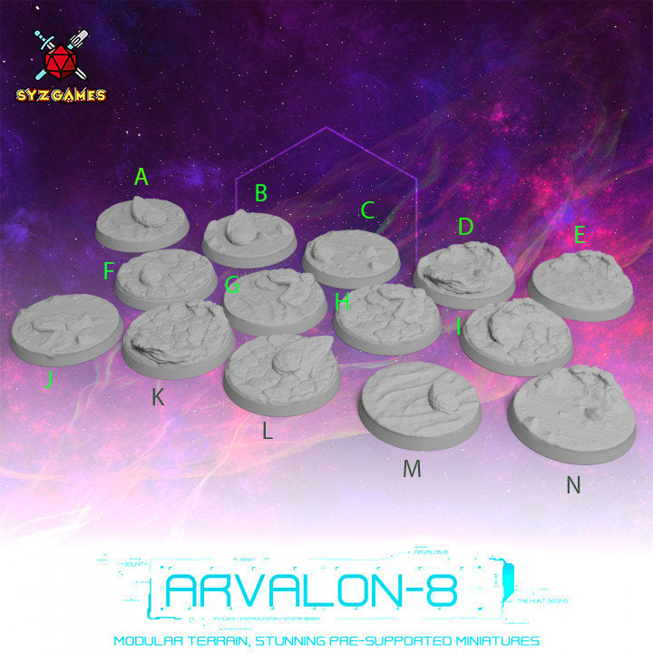 Arvalon-8 32mm Base Set Fantasy Minis DnD Warhammer Roleplaying RPG
