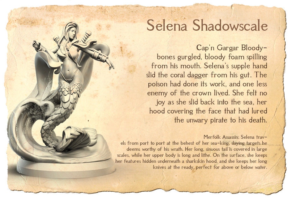 Selena Shadowscale | Fantasy Resin Miniature | D&D | RPG | Tabletop Game | 3Dartdigital