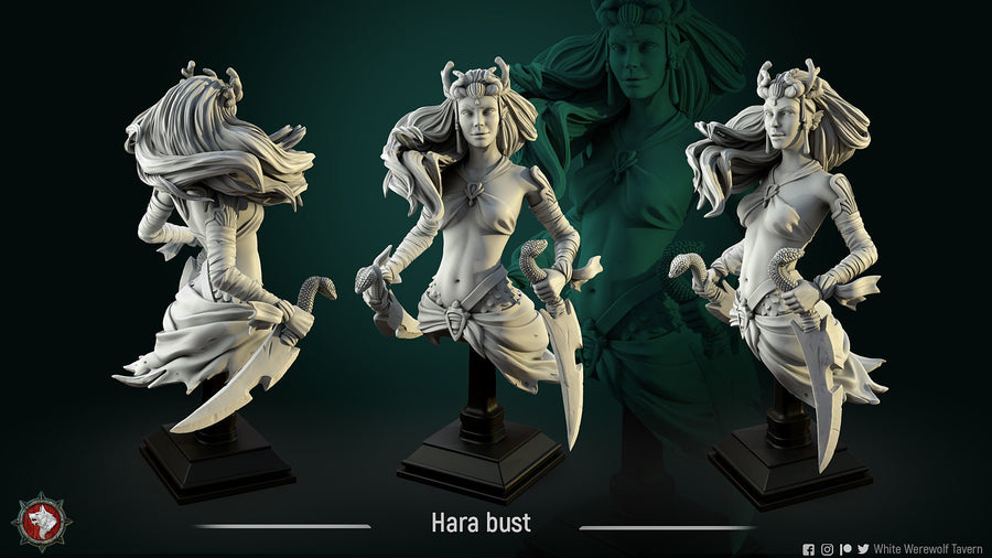 Hara Bust | Fantasy Resin Miniature | D&D | RPG | Tabletop Game | White Werewolf Tavern