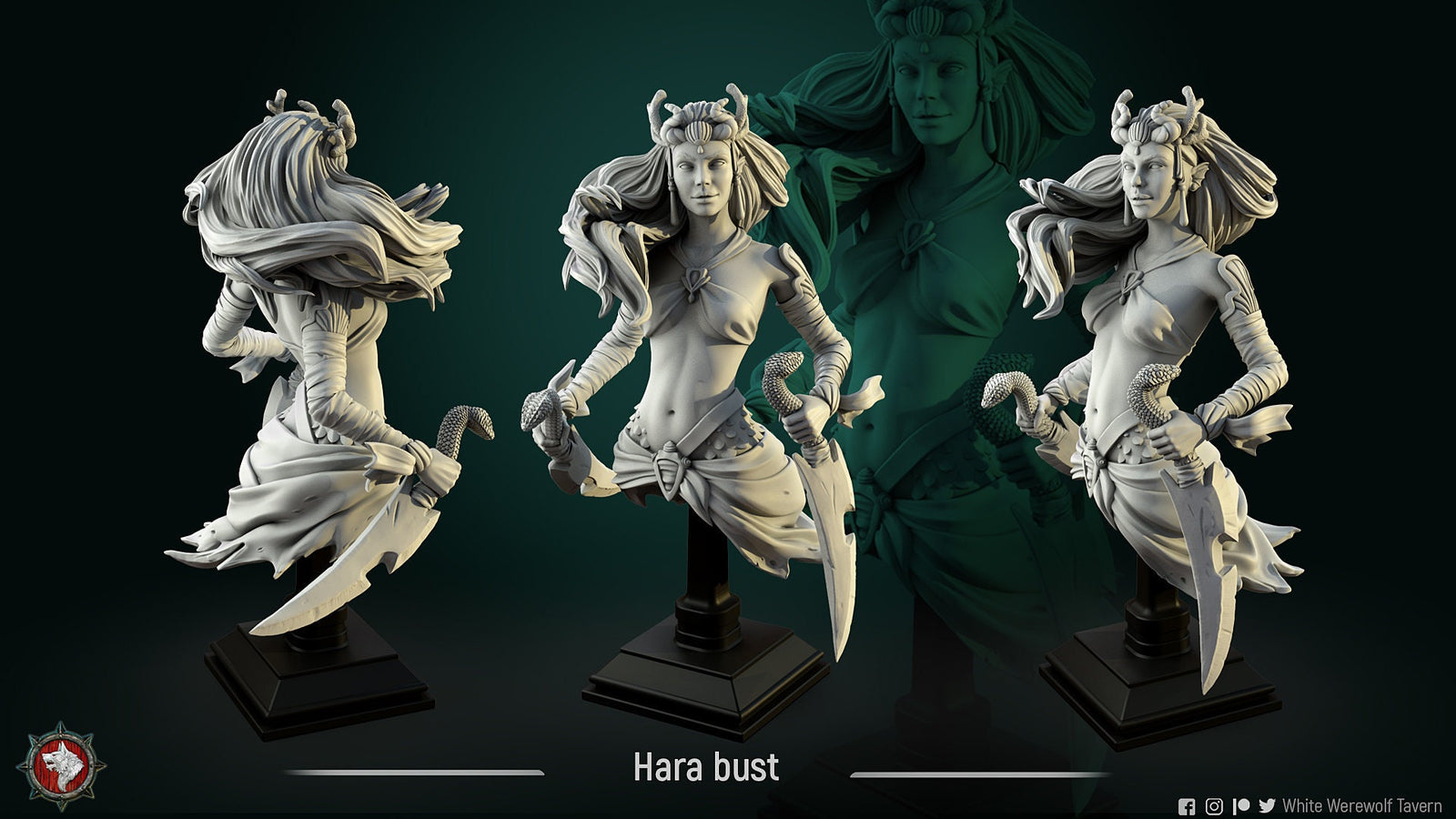 Hara Bust | Fantasy Resin Miniature | D&D | RPG | Tabletop Game | White Werewolf Tavern