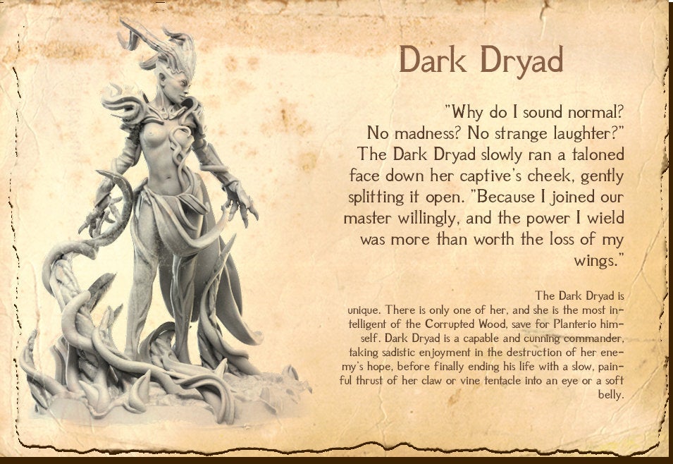 Dark Dryad | Fantasy Resin Miniature | D&D or Warhammer | RPG | Tabletop Game | 3Dartdigital