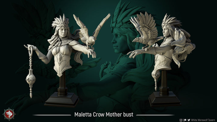 Maletta Bust | Fantasy Resin Miniature | D&D or Warhammer | RPG | Tabletop Game | White Werewolf Tavern