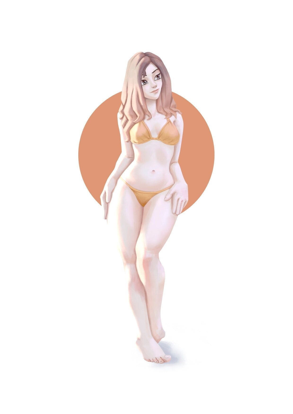 Summer Girl H Pinup |  32mm or 75mm Fantasy Miniature | D&D | Tabletop Games | RN Estudio