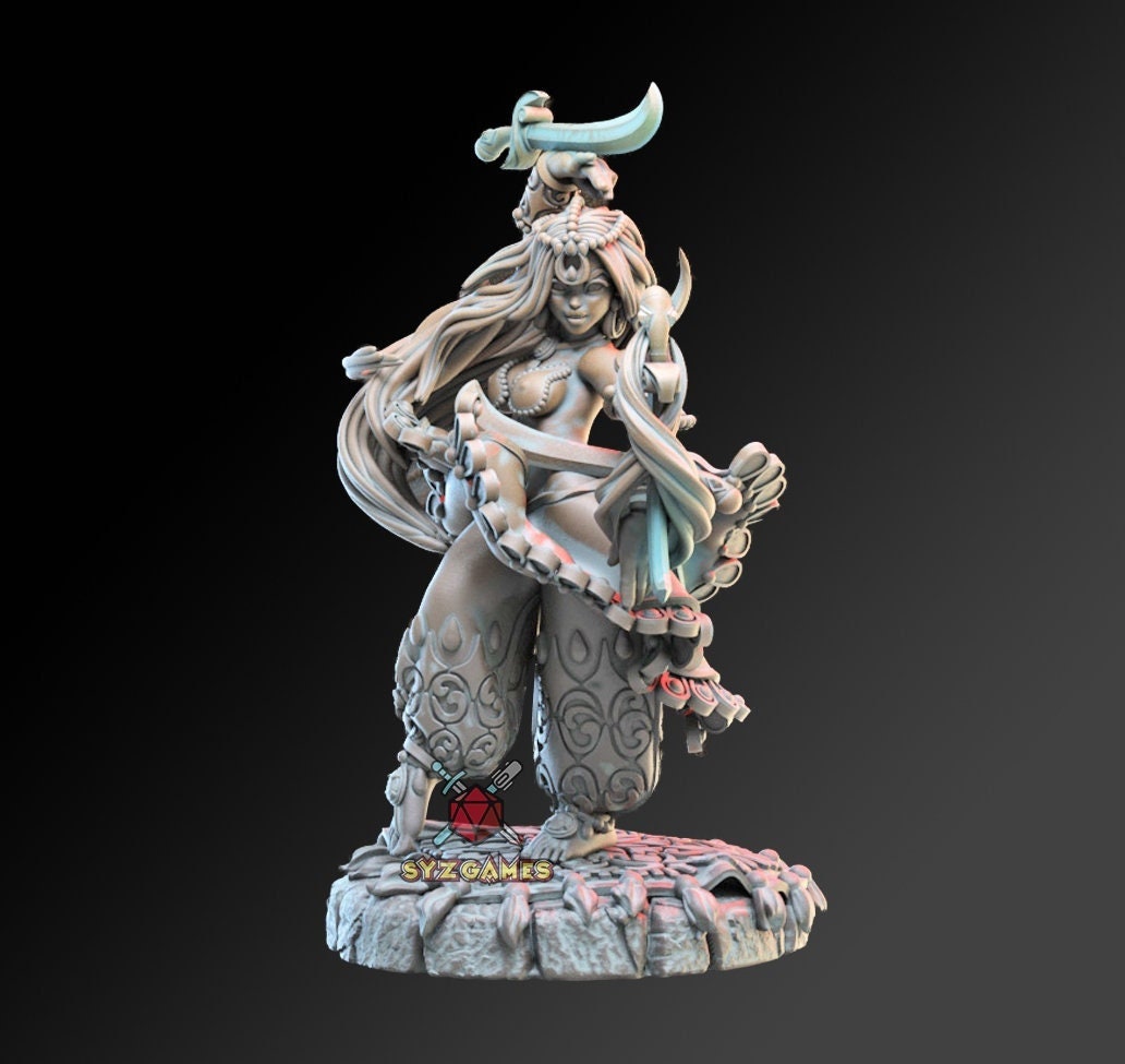 Shamsheeri Dancer Pinup | Fantasy Resin Miniature | D&D | RPG | Tabletop Game | 3Dartdigital