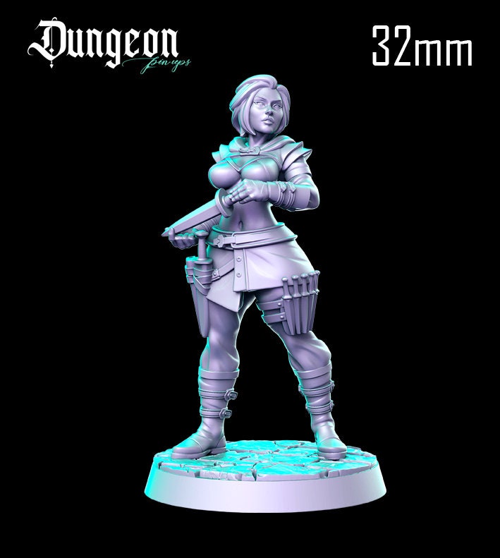 Vanessa, the Rogue Pinup |  32mm or 75mm Fantasy Miniature | D&D | Tabletop Games | RN Estudio