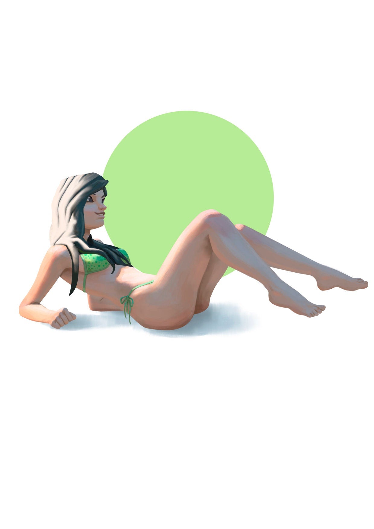 Summer Girl E Pinup |  32mm or 75mm Fantasy Miniature | D&D | Tabletop Games | RN Estudio
