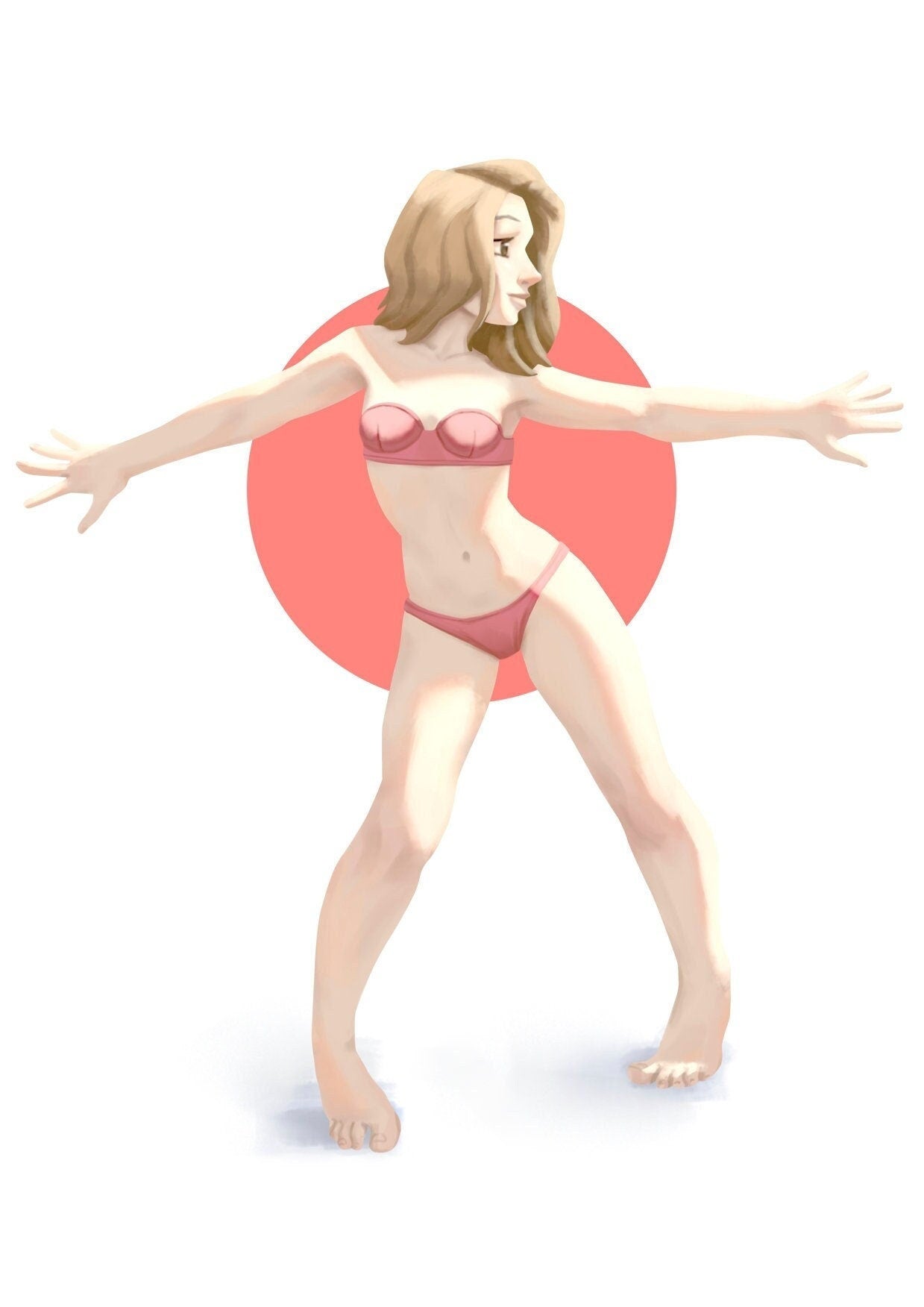 Summer Girl F Pinup |  32mm or 75mm Fantasy Miniature | D&D | Tabletop Games | RN Estudio