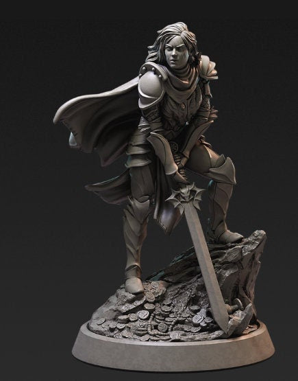 Alexandra Uthgarde - Female Knight | 32mm or 75mm Fantasy Miniature | D&D | Dungeons and Dragons | Tabletop | Pathfinder | Role Playing
