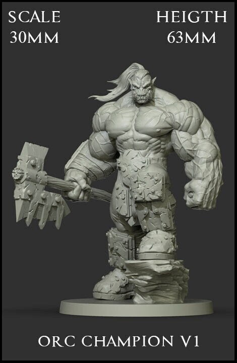 Orc Champion | Fantasy Miniature | D&D | Tabletop Game | RPG