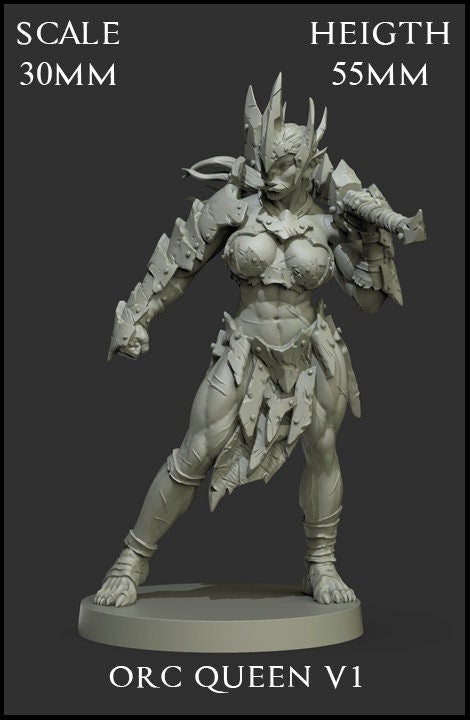 Orc Queen | Fantasy Miniature | DnD Miniature | Tabletop Game | RPG