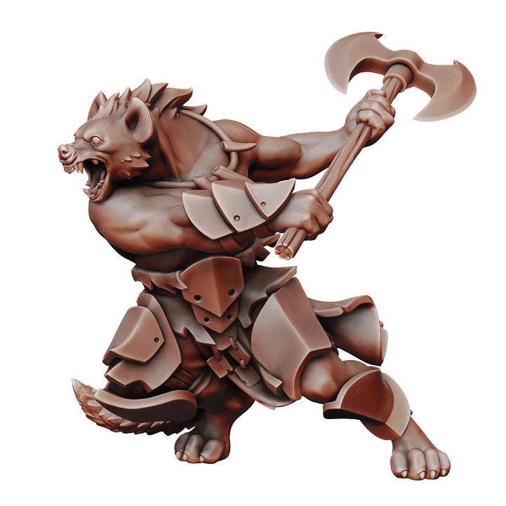Gnoll Berserker | Fantasy Miniature | Dungeons and Dragons | DND | Tabletop Game | RPG | Pathfinder |  Manuel Boria