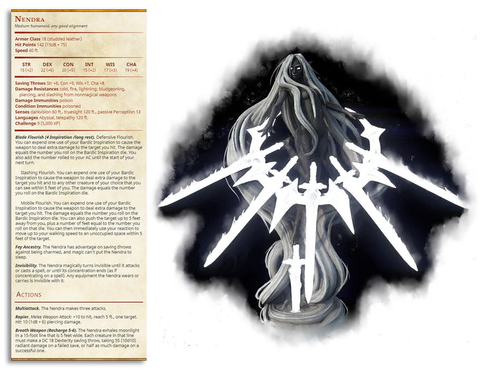 Nendra - Preistess of Eilistraee | Fantasy Resin Miniature | D&D | RPG | Tabletop Game | Printed Obsession