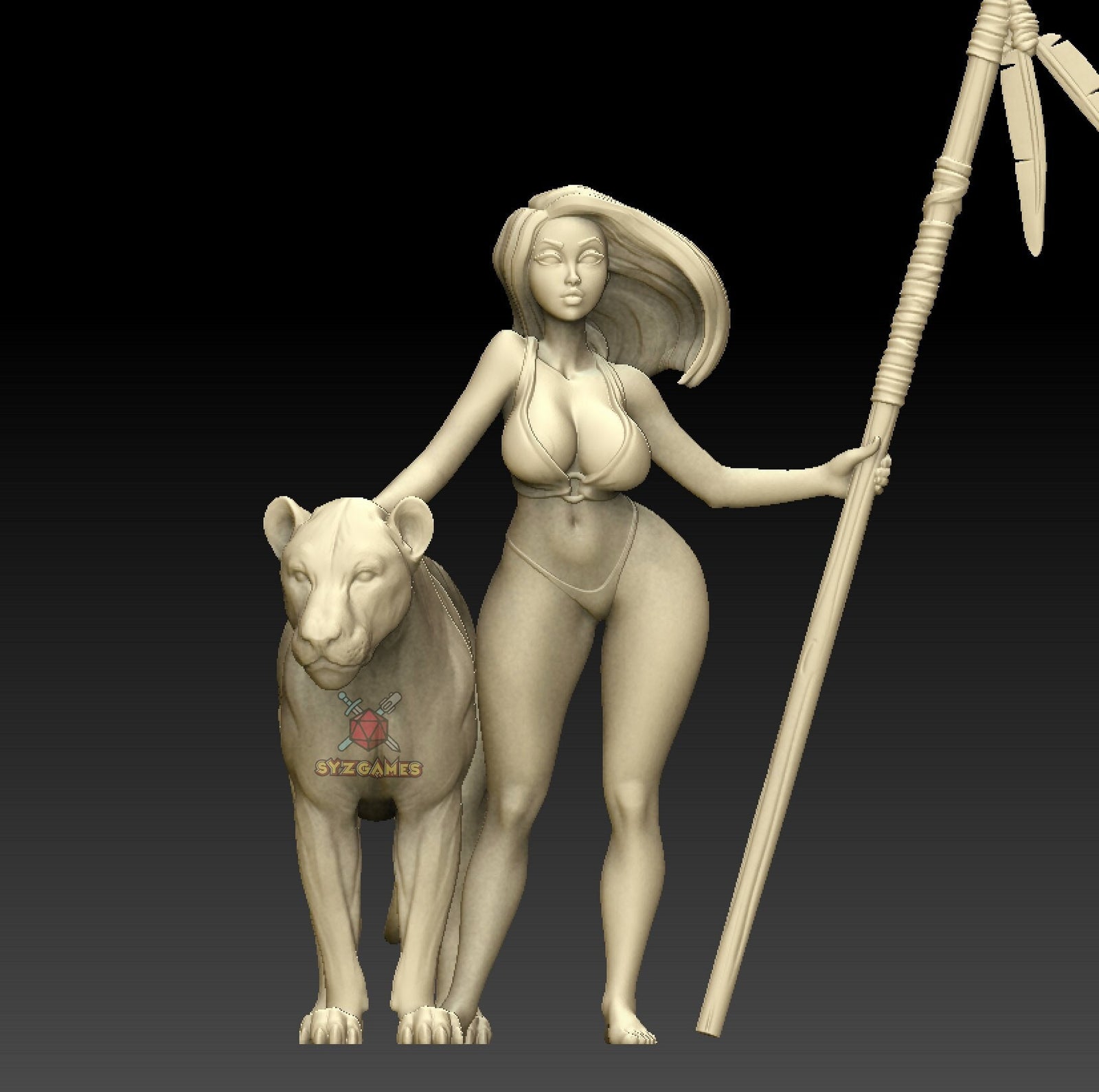 Uttara, Amazon Girl Pinup | Fantasy Resin Miniature | DnD Miniatures | Dungeons & Dragons | Pathfinder | RPG | Tabletop