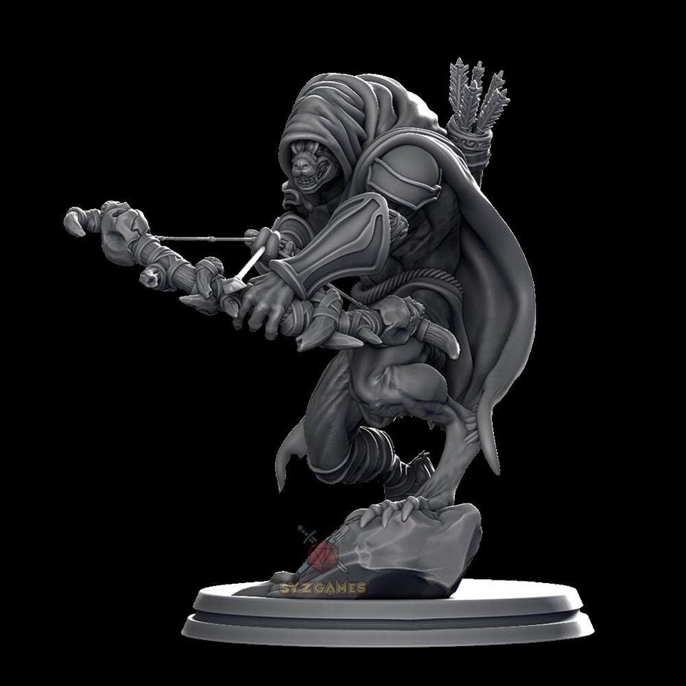 Gnoll, Archer  |  Fantasy Miniature | Dungeons and Dragons | DND | Tabletop Game | RPG | Amini3D