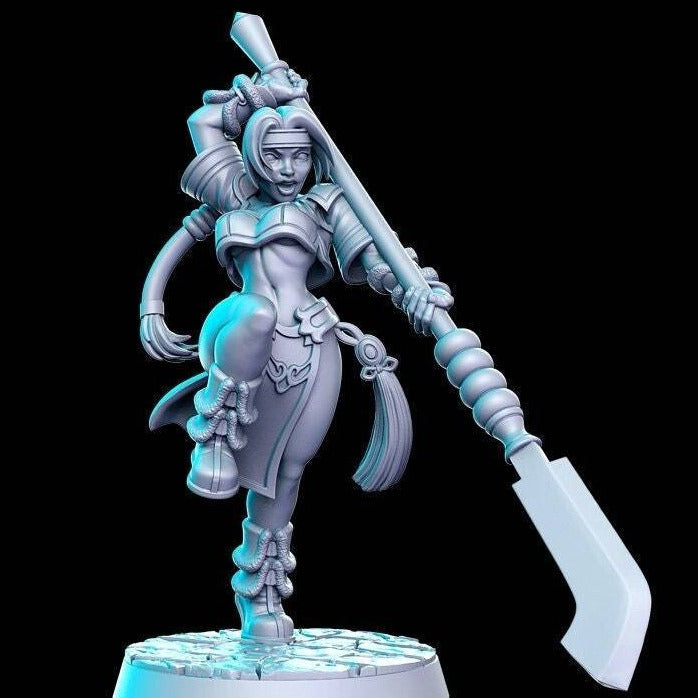Nami Sung, Asian Glaive Fighter | 32mm or 28mm Fantasy Resin Miniature | D&D | Tabletop Games | RN Estudio